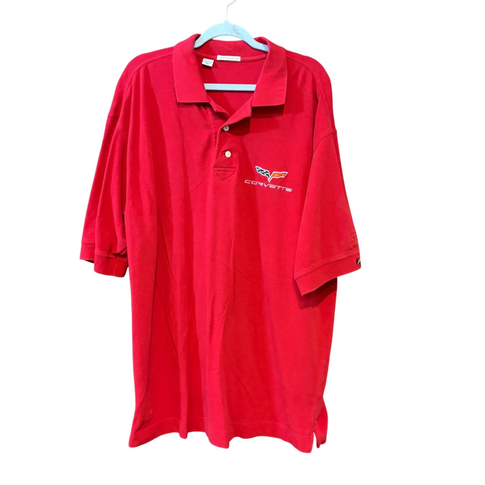 Cutter & Buck Corvette National Museum Red Polo Shirt Mens XXL C5 Logo Cotton